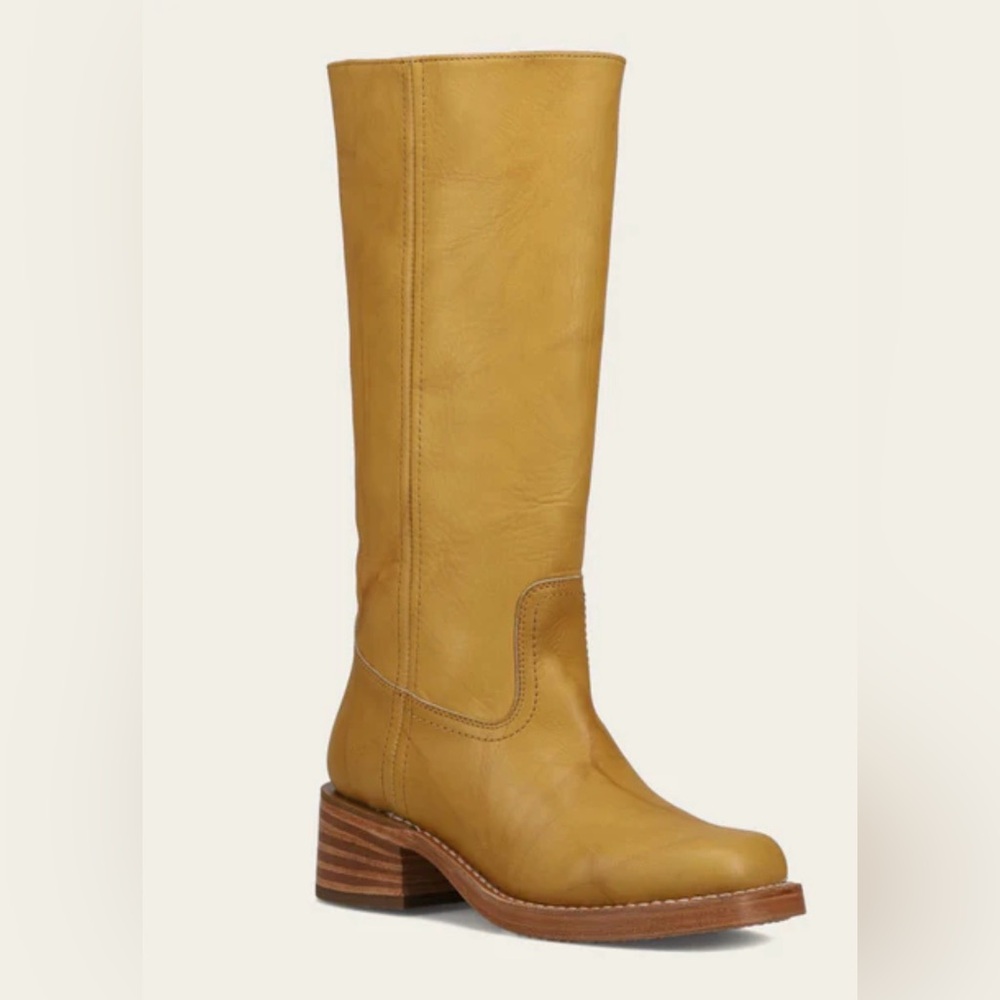 Frye Tan Leather Knee-High Heeled Boots - Picture 5 of 5